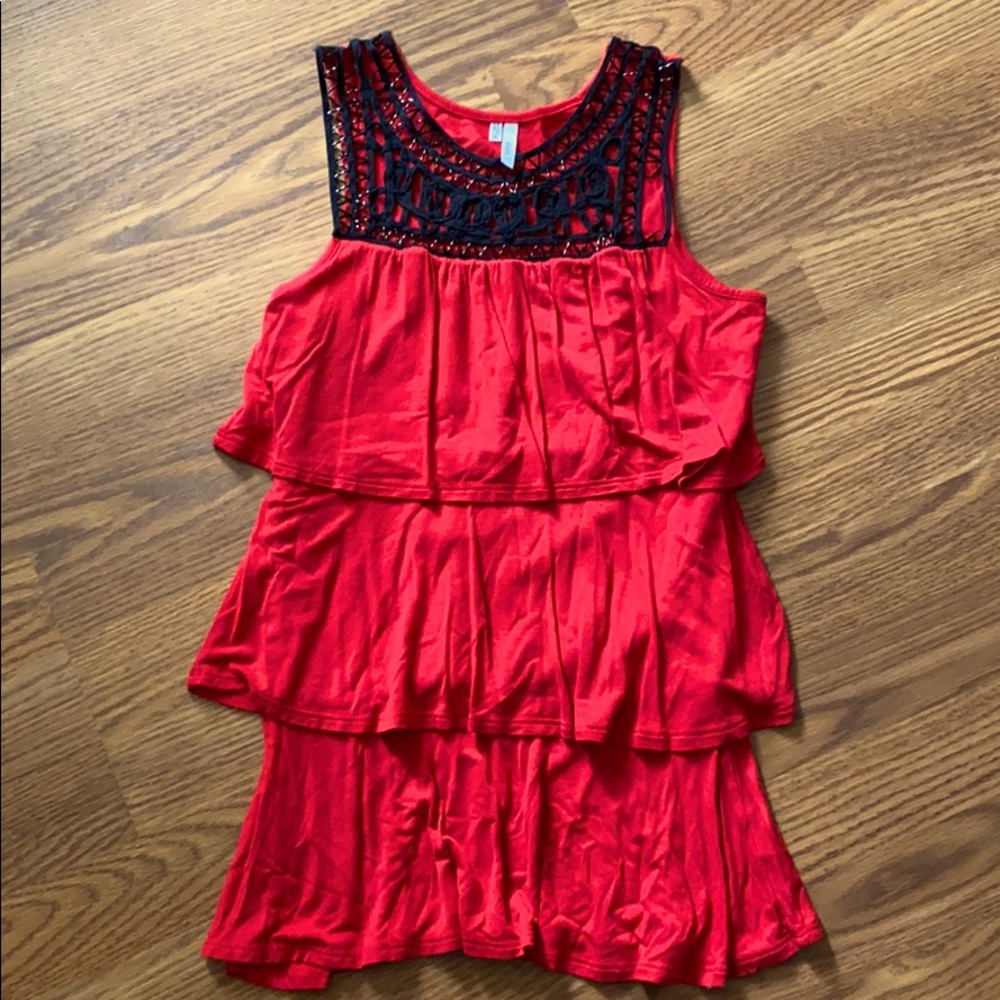 Red ruffle sleeveless top